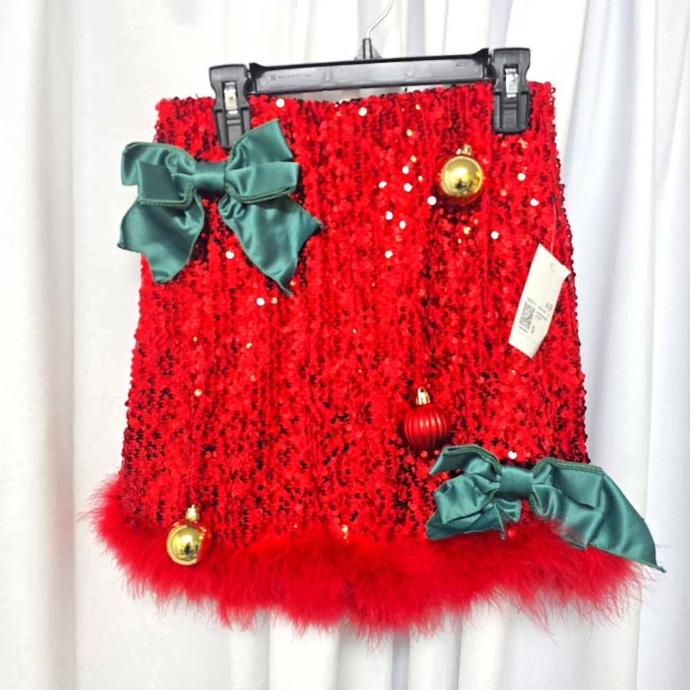 Ruby Red Festive Holiday 3D Ugly Christmas Skirt